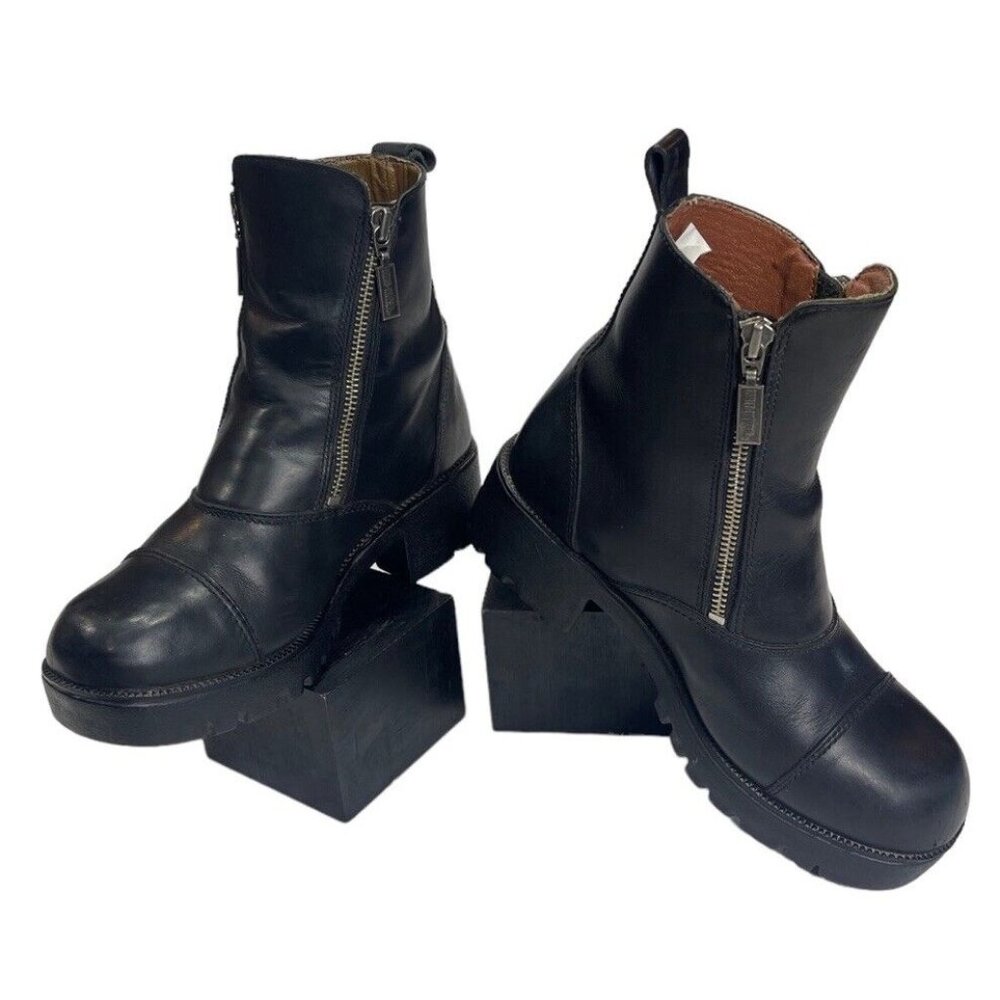 Harley-Davidson Black Leather Booties with Zippers
